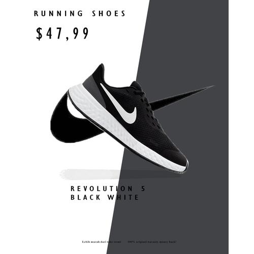 Jual Sepatu Running/Lari Nike Revolution 5 Black White BQ3204-002 Original  - 41 - Jakarta Selatan - PE'O shop | Tokopedia