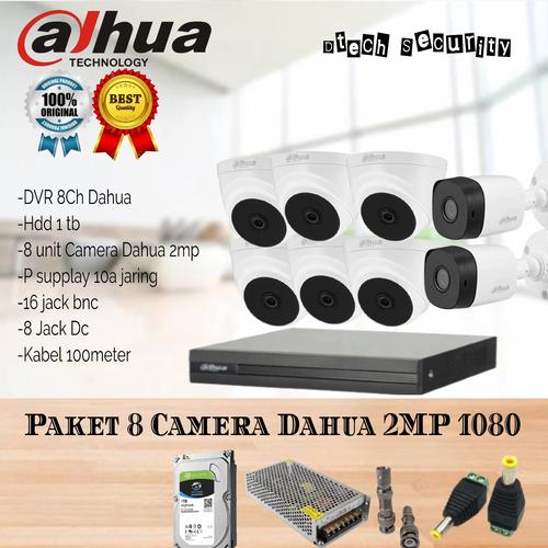 Jual Paket 8 Camera Cctv Dahua 2Mp + Hdd 1 Tb + Kabel 100m Lengkap Kota Bandung