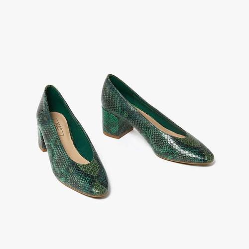 Block Heel Almond Toe Court Shoes 
