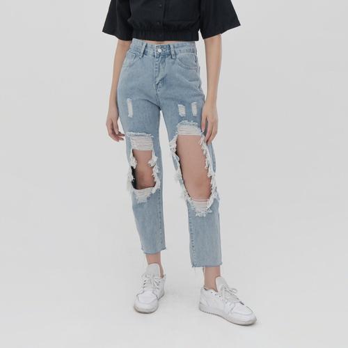 Jual celana kulot jeans sobek wanita 
