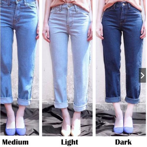 celana Plain Boyfriend Jeans wanita 