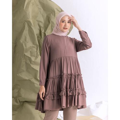 Promo TRISHA RUFFLE BLOUSE ROSY BROWN 