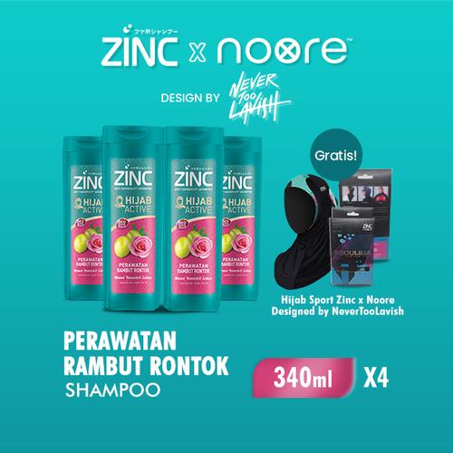 Promo Zinc Hijab Active Shampoo Rambut Rontok 340ml x 4 Free Hijab