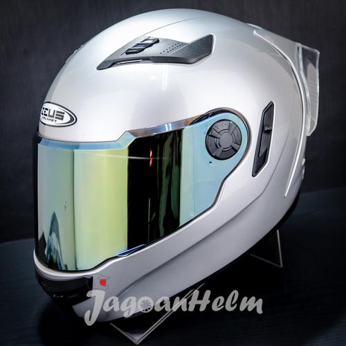 Promo ZEUS Helm ZS813 | SOLID 813 SILVER | FullFace ZS-813 Double Visor