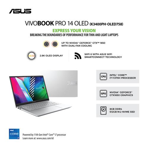 Gambar ASUS K3400PH-OLED758 SILVER CORE i7-11370H dari mettagadget Kota Surabaya Tokopedia