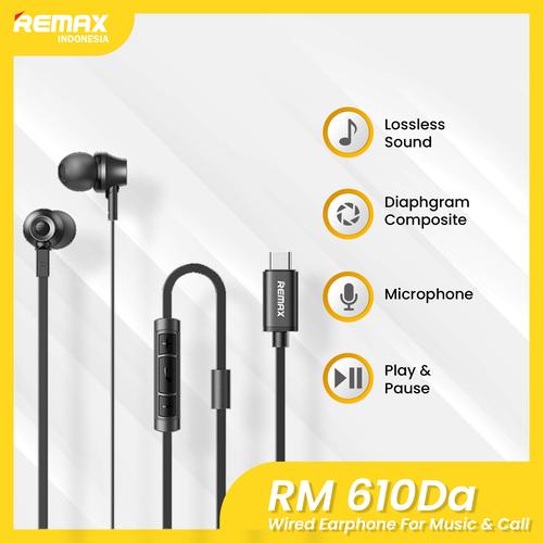 Promo REMAX Type-C Metal Wired Earphone for Music & Call Flat Cable RM ...