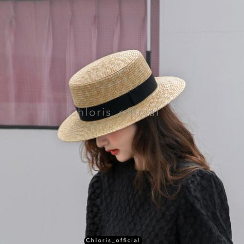 Topi Wanita Boater Hat Rattan Kivari 