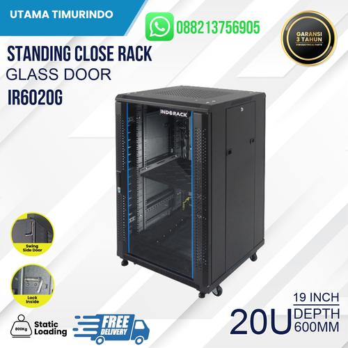 Jual Rack Server INDORACK Glass Door IR6020G Close Rak 20U Depth 600MM ...