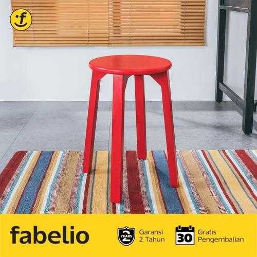 Gambar Fabelio Kursi Stool Bulat Kayu MANO - Merah dari Fabelio Official Kota Tangerang Tokopedia