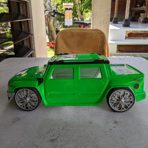 Jual New body shell Hummer + 4 chrome wheels with spinner kyosho fw-05 ...
