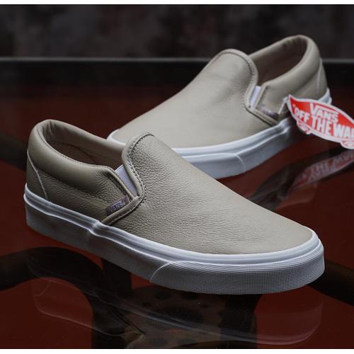 brown leather vans slip on