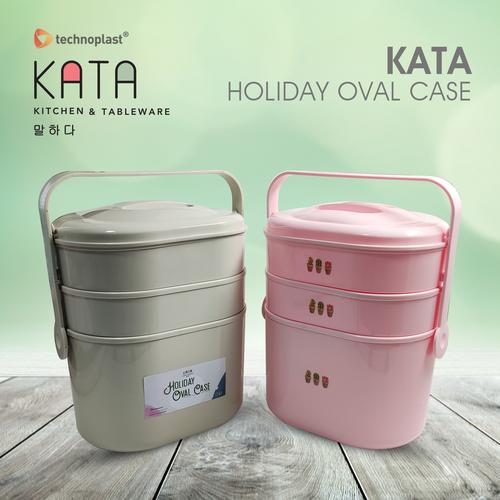 Gambar KATA HOLIDAY OVAL CASE / RANTANG PLASTIK 3 SUSUN - Cokelat dari Technoplast Kab. Tangerang Tokopedia