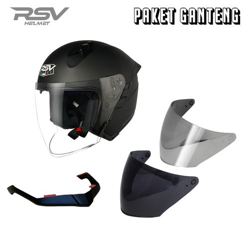 Jual Helm Half Face RSV SV300 Black Doff Double Visor RSV Helmet VISOR CLEAR, TANPA