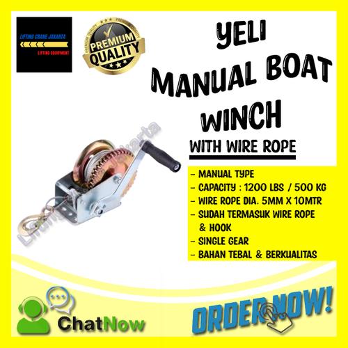 Jual Hand Winch Manual Boat Winch Capacity 1200Lbs + Wire Rope YELI