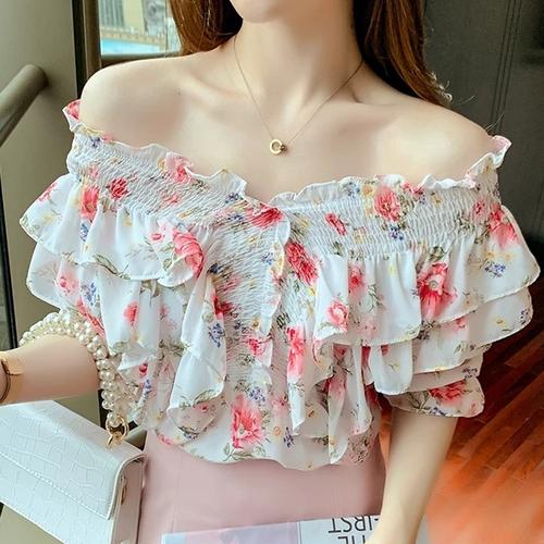 Jual Atasan Blouse Ruffle Flowy Floral 