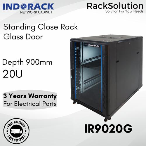 Jual IR9020G Indorack Close Rack Server Rak Depth 900MM 20U Glass Door ...