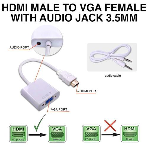 Kabel Adapter Converter HDMI Male to VGA Female With Audio Jack  Random, Dengan Audio di Gadgetkaca Tokopedia