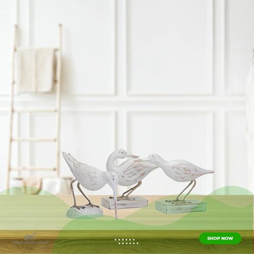 Gambar Coastal Carved Wood Seabirds - Set of 3 dari Malinda Furniture Gallery Jakarta Barat Tokopedia