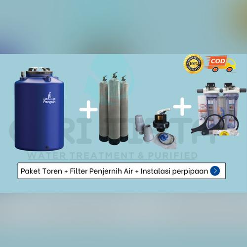 Jual Toren Air Penguin + Instalasi + Free Filter penjernih air frp 1054