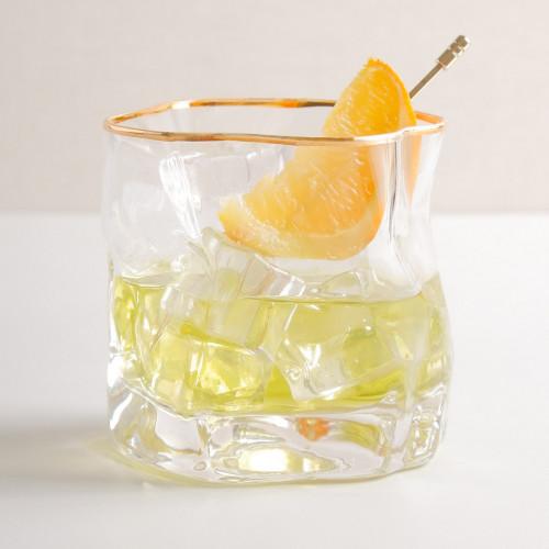 Jual Asymmetric Rock Glass 250ml - Gold Rimmed / Gelas Minum - Kota ...
