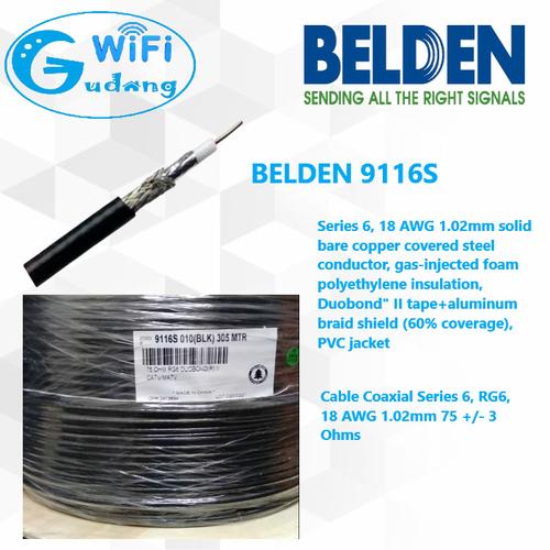 Jual BELDEN 9116S Cable Coaxial Series 6, RG6, 18 AWG 1.02mm 75 +/ 3