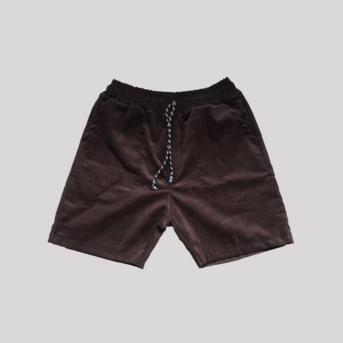 corduroy short pants brown - Cokelat 
