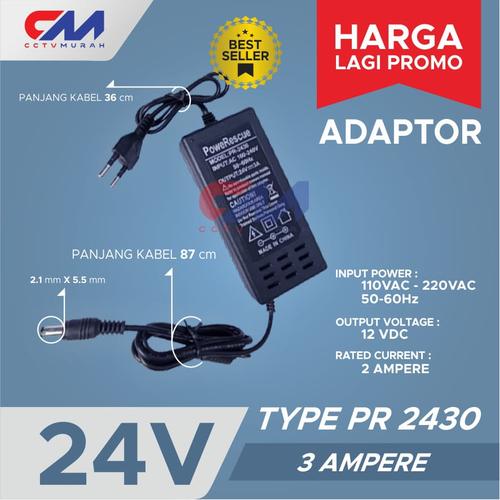 Jual ADAPTER 24V 3A ADAPTOR PSU INPUT 220VAC WITH JACK 2.1X5.5MM MIST