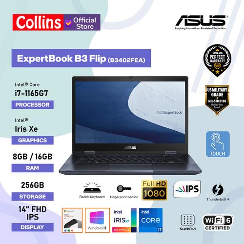 Gambar ASUS ExpertBook B3 Flip B3402FEA I7-1165G7 256GB LTE 14" FHD TOUCH W11 - RAM 8GB dari Collins Official Jakarta Pusat Tokopedia