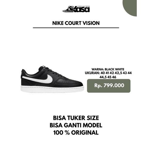Jual NIKE COURT VISION LOW MEN'S BLACK WHITE - 42.5 - Kota Bandung -  akasafootstore | Tokopedia