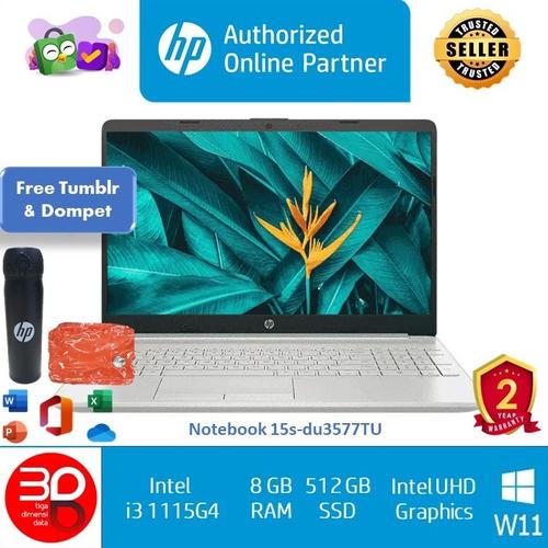 Gambar HP NoteBook 15s-du3577TU i3-1115G4 8GB 512GB SSD UMA 2Y 15.6 Silver dari 3DD - HP Authorized Jakarta Pusat Tokopedia