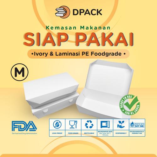 Gambar Paper Lunch Box Ukuran M FoodGrade Kemasan Makanan Kotak Polos