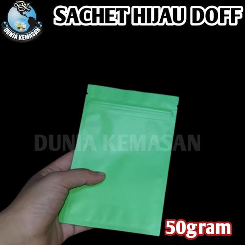 Jual ISI 100 BIJI SACHET HIJAU 50GR KEMASAN BAG KOPI PLASTIK KLIP