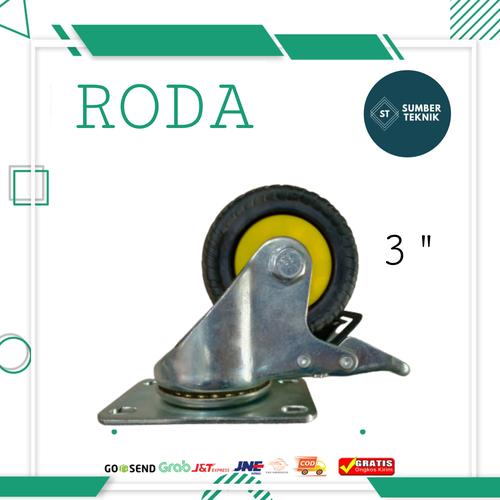 Jual Roda Karet Heavy Duty 3 Inch Hidup Rem - Kota Pekanbaru - SUMBER ...