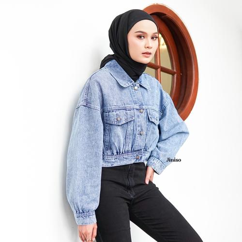 Gambar JINISO Jaket Crop Jeans Oversize Urban Blue Acid - SEMUA UKURAN dari JINISO.ID Jakarta Utara Tokopedia