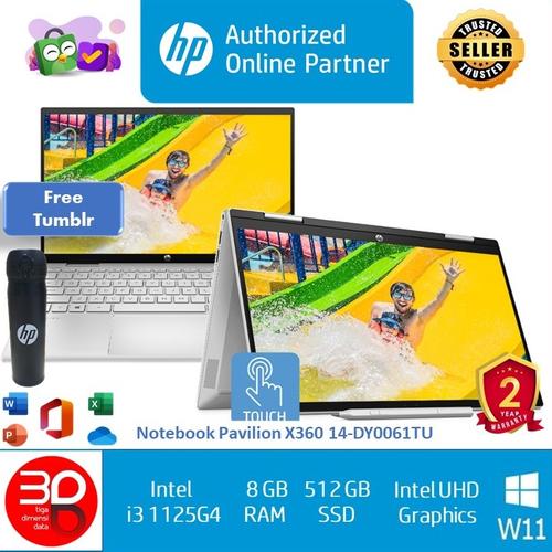 Gambar HP NB Pav X360 14-DY0061TU i3-1125G4 8GB 512 GB SSD Intel UHD Graphics dari 3DD - HP Authorized Jakarta Pusat Tokopedia