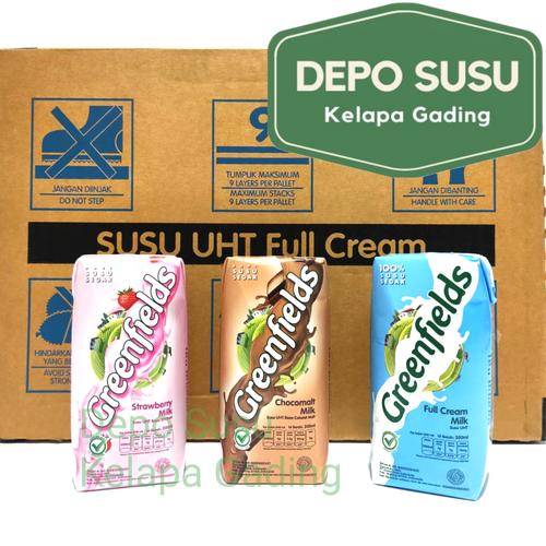 Jual Susu Greenfields UHT 200 ml X 24pcs Coklat/strawberry/plain