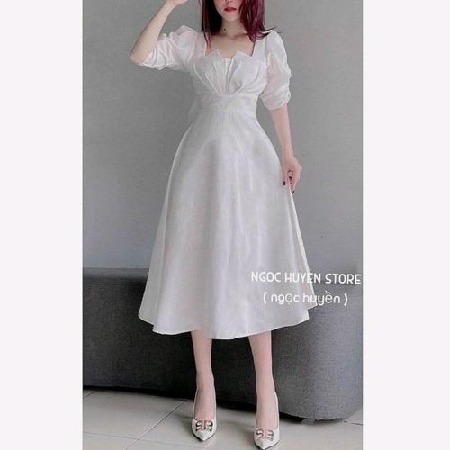 Winter White Dress Elegant Baju Wanita 