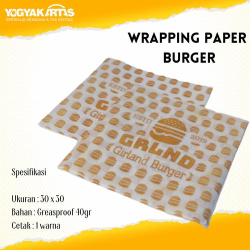 Jual Kertas Alas / Kertas Burger / Kertas Kebab / Wrapping Paper Kab