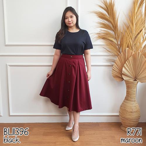 Jual R771 flare plain skirt - BEIGE 