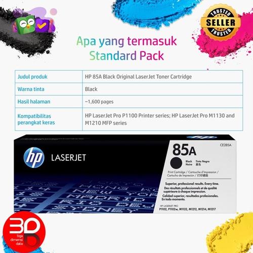 Gambar HP Tinta Printer 85a Black Original LaserJet Toner Cartridge dari 3DD - HP Authorized Jakarta Pusat Tokopedia