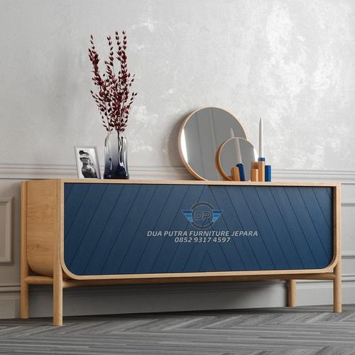 Jual credenza tv minimalis modern custom unik pintu sliding kayu jati