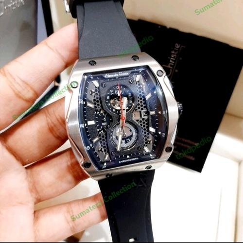 AC 6608 BLACK SILVER JAM TANGAN PRIA 