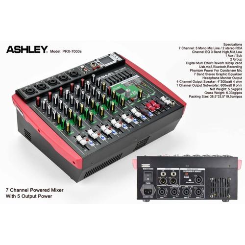 Jual Power Mixer 7 Channel 1200 watt Ashley PRX 7000S + Subwoofer Bluetooth Kota Surabaya