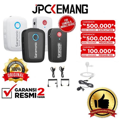 Gambar Saramonic BLINK 500 B1 TX+RX Wireless Mic for Camera & Mobile ORIGINAL - White dari JPCKemang Jakarta Selatan Tokopedia