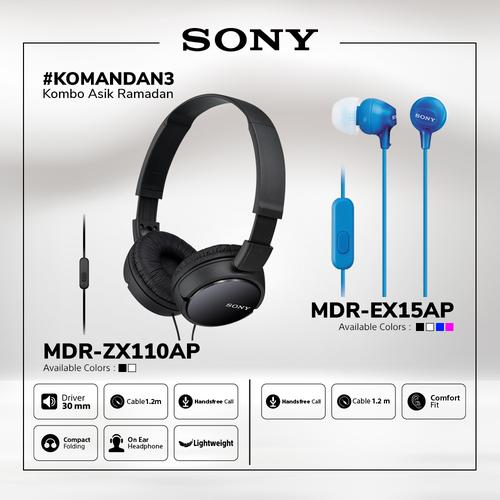 Promo SONY Kombo Asik (Wired Headphone \u0026 Wired Earphone) - ZX110AP BLACK,  EX15AP BLACK - Jakarta Pusat - Sony Audio Official | Tokopedia