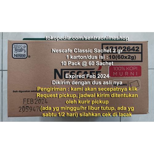 Gambar Nescafe Classic sachet 2 gr - 1 Karton - 10 pack isi 60 sachet dari SentraOnlineShop Kab. Tangerang Tokopedia