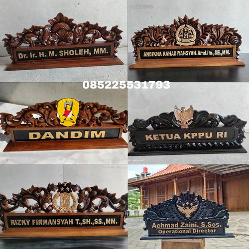 Jual papan nama ukiran kayu jati Kab. Jepara harso art furniture