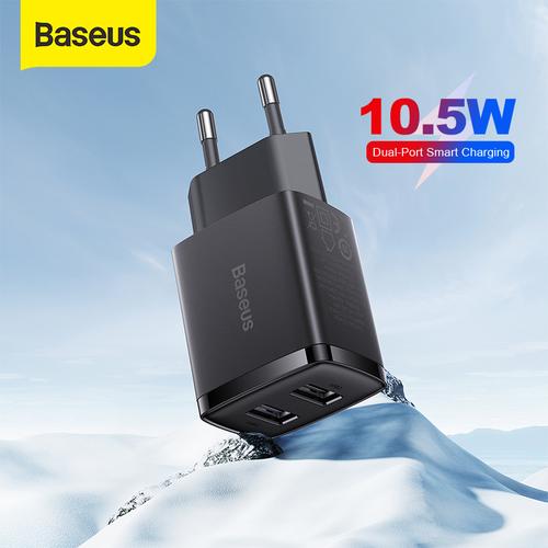 Gambar KEPALA CHARGER BASEUS MINI DUAL USB CHARGER PLUG EU - Hitam dari Baseus Official Store Kota Tangerang Tokopedia