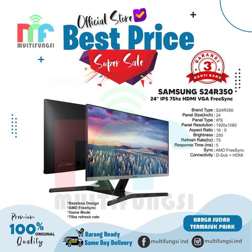 Gambar Monitor Samsung 24" 75hz S24R350 IPS FHD HDMI LED (LS24R350FZE) - S24A310 dari Multifungsi Online Jakarta Pusat Tokopedia