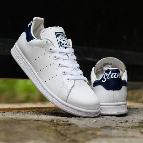 adidas stan smith script white navy
